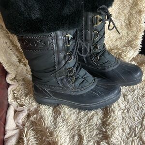 Sorel Black Winter Rain Boots Waterproof Durable Lace-Up